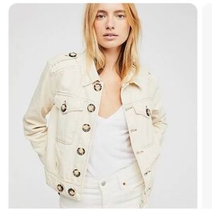 Free People Women's Ivory Button-Up Jacket